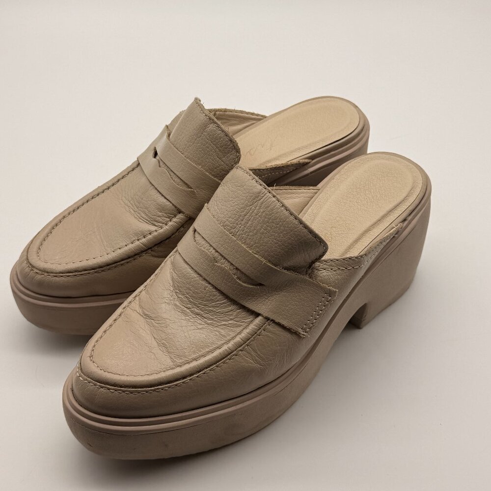 Matisse Kelly Platform Mule Loafer in Oat Leather sz 7.5 - Picture 2 of 12
